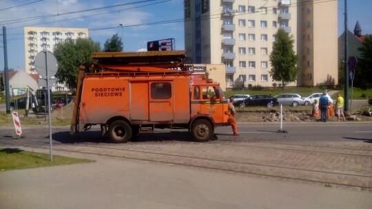 Elbląg. Zerwana trakcja tramwajowa 