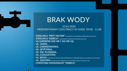 W czwartek zabraknie wody
