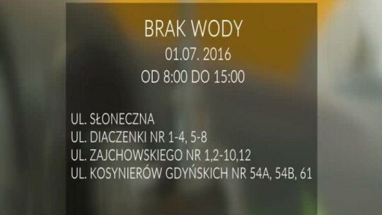 W piątek zabraknie wody
