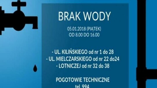 W piątek zabraknie wody