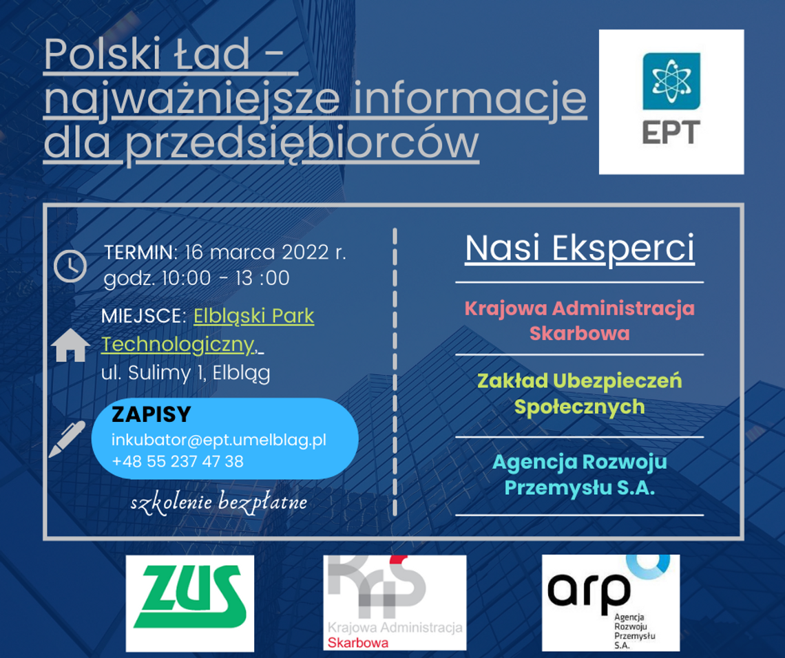 Bezpłatne szkolenie z Polskiego Ładu dla elbląskich przedsiębiorców