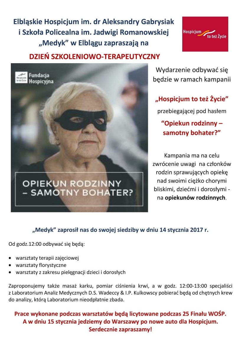 „OPIEKUN RODZINNY – SAMOTNY BOHATER”  i udział w WOŚP